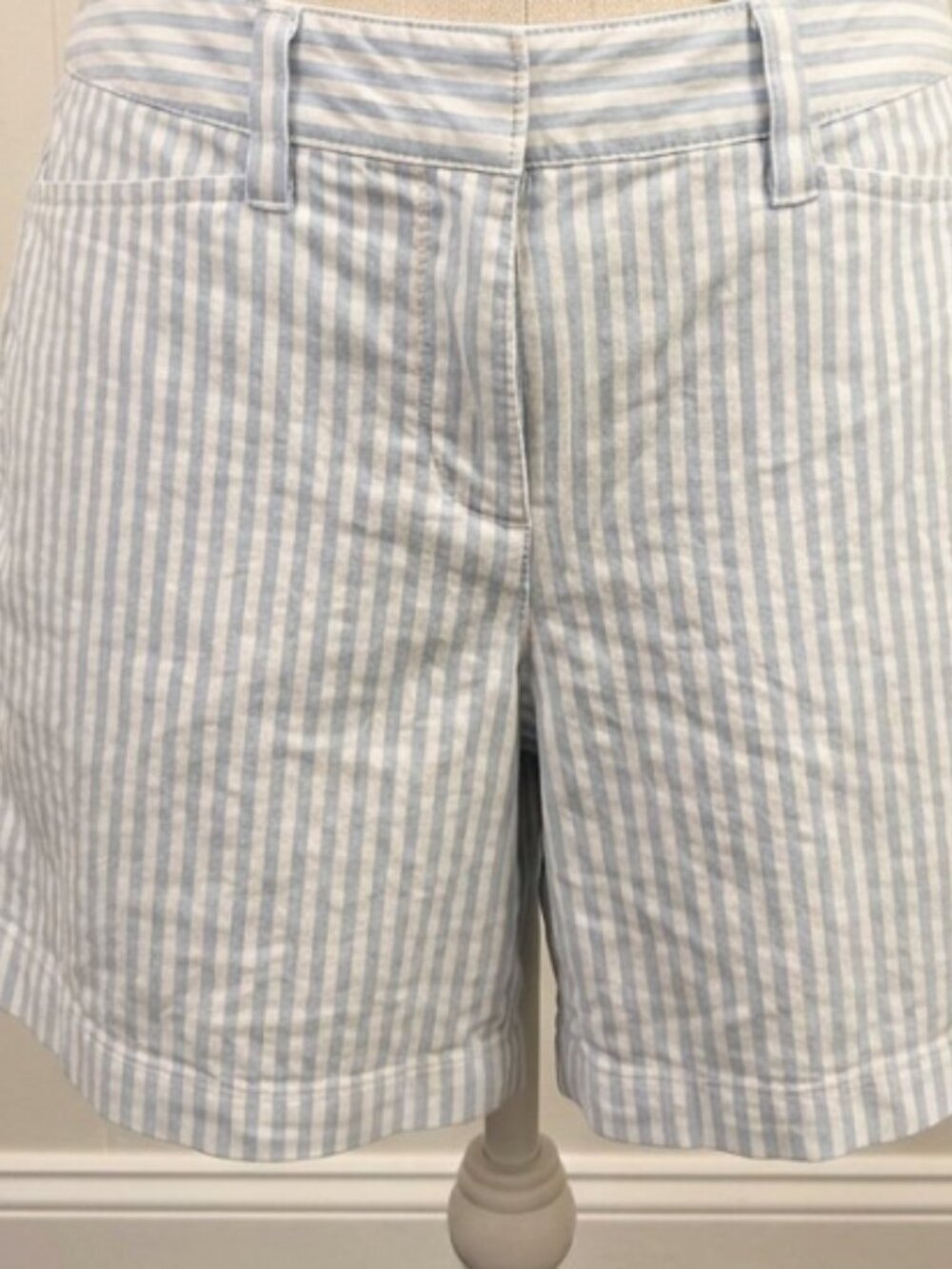 Vintaage Lands' End pale blue and white Striped Shorts -Women's Size 6P (Petite)